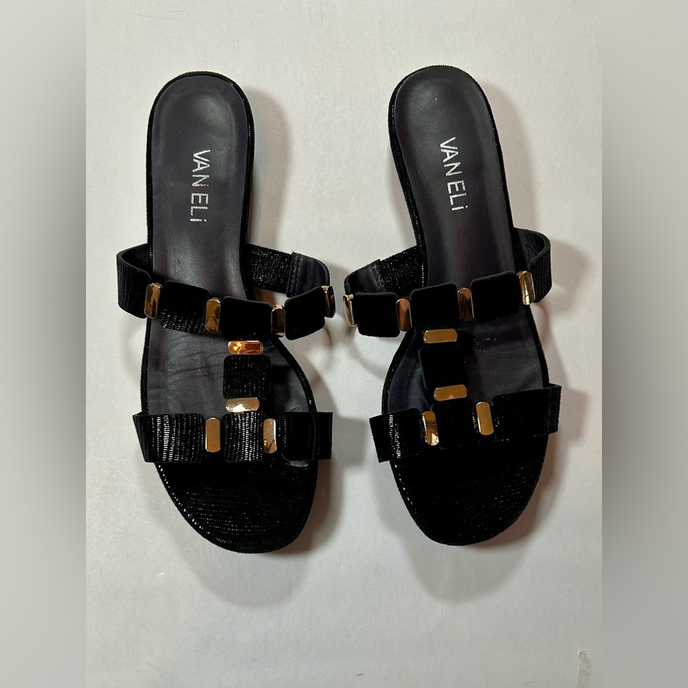 Vaneli Blisse Blue Slides Flats Size 7.5 Summer Resort Vacay 00603736355613